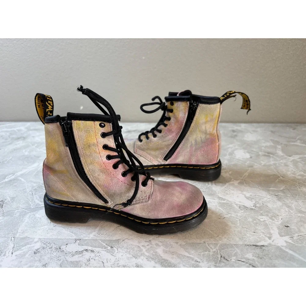 Dr. Martens 1460 T Toddler Tie Dye Suede Boots Pink Yellow Size 10 US Kids 1460T